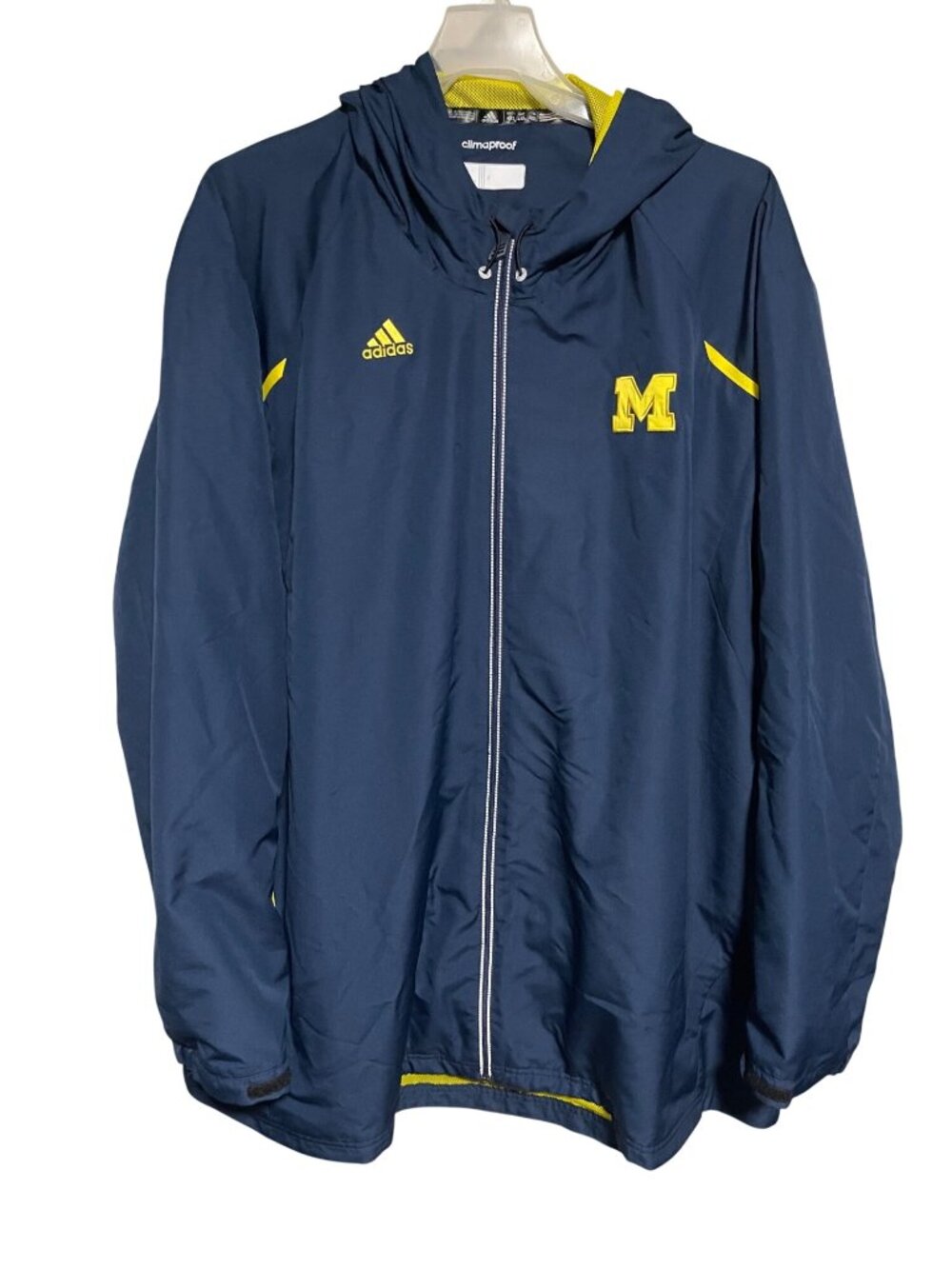 Adidas Michigan Wolverines ClimaProof Lightweight Hooded Windbreaker Jacket 4XL